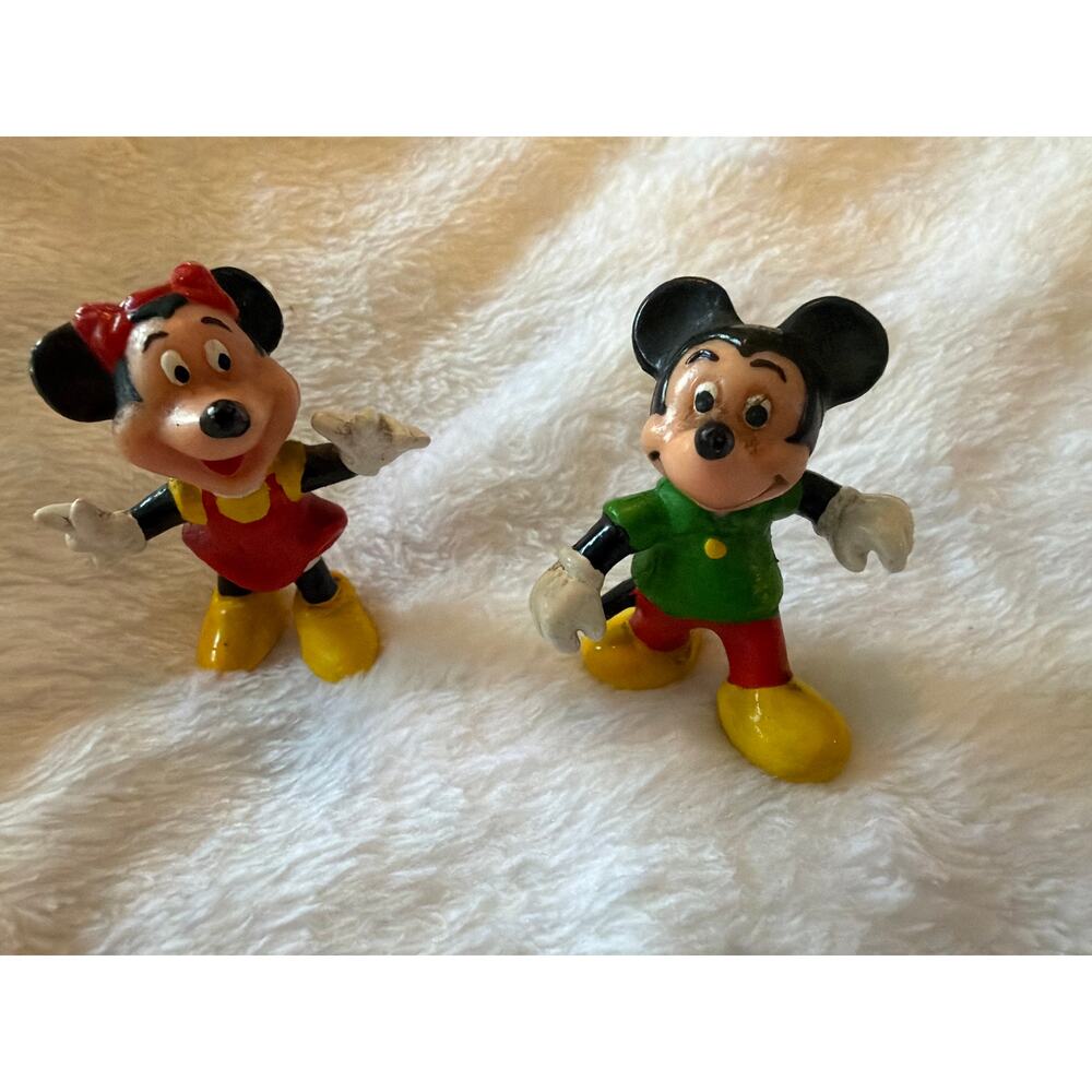 Vintage Walt Disney Mickey & Minnie Mouse PVC Figurine Hong Kong Lot Of 2 Toys